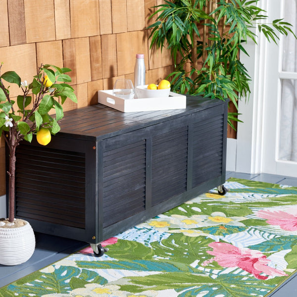 Safavieh ELINA Cushion Box - Elegant Outdoor Storage Solution for Cushions and Accessories, Stylish Design Black PAT7038D