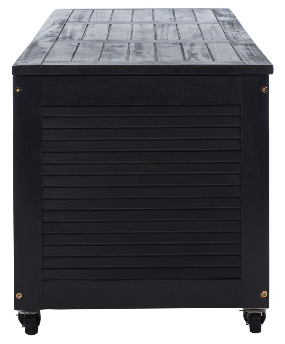 Safavieh Elina Outdoor Cushion Box - Stylish Eucalyptus Storage Solution For Your Patio & Garden Decor Black Wood Pat7038d
