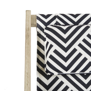 Safavieh RIVE Sling Chair – Whitewashed Wood with Navy & White Cushion for Chic Outdoor Relaxation & Style PAT7039A
