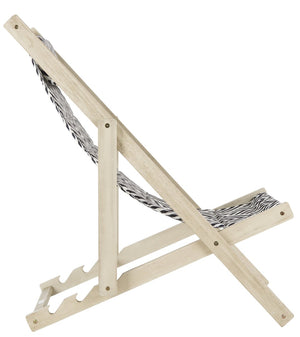 Safavieh RIVE Sling Chair – Whitewashed Wood with Navy & White Cushion for Chic Outdoor Relaxation & Style PAT7039A