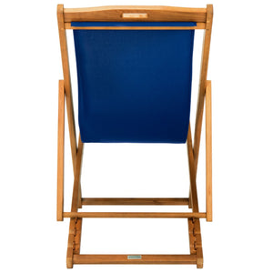 Safavieh LOREN Sling Chair - Modern Eucalyptus Design with Breathable Cushion for Stylish Outdoor Relaxation Natural / Navy PAT7040D-SET2