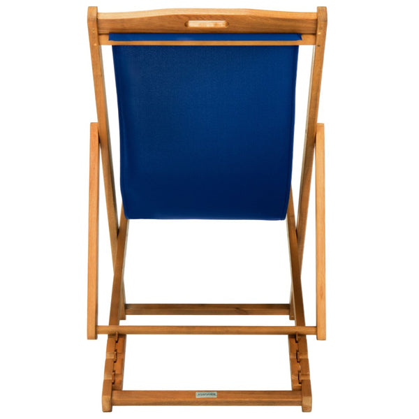 Safavieh LOREN Sling Chair - Modern Eucalyptus Design with Breathable Cushion for Stylish Outdoor Relaxation Natural / Navy PAT7040D-SET2