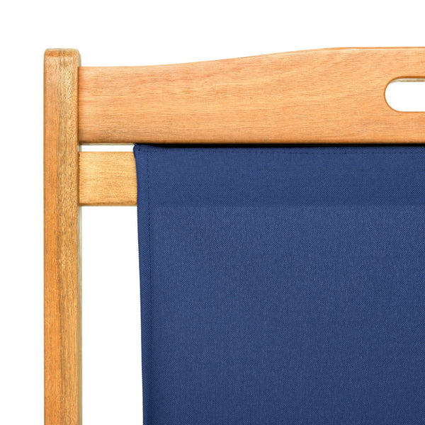 Safavieh LOREN Sling Chair - Modern Eucalyptus Design with Breathable Cushion for Stylish Outdoor Relaxation Natural / Navy PAT7040D-SET2