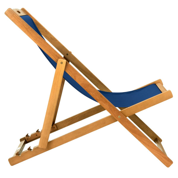 Safavieh LOREN Sling Chair - Modern Eucalyptus Design with Breathable Cushion for Stylish Outdoor Relaxation Natural / Navy PAT7040D-SET2