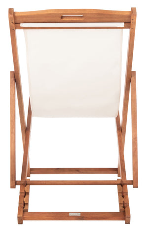 Safavieh LOREN Sling Chair - Modern Eucalyptus Design with Breathable Cushion for Stylish Outdoor Relaxation Natural / Beige PAT7040E-SET2