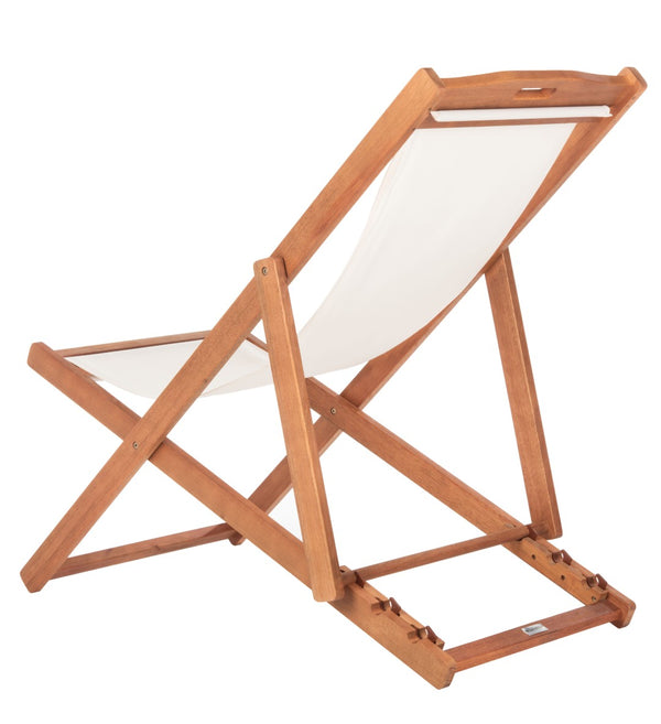 Safavieh LOREN Sling Chair - Modern Eucalyptus Design with Breathable Cushion for Stylish Outdoor Relaxation Natural / Beige PAT7040E-SET2