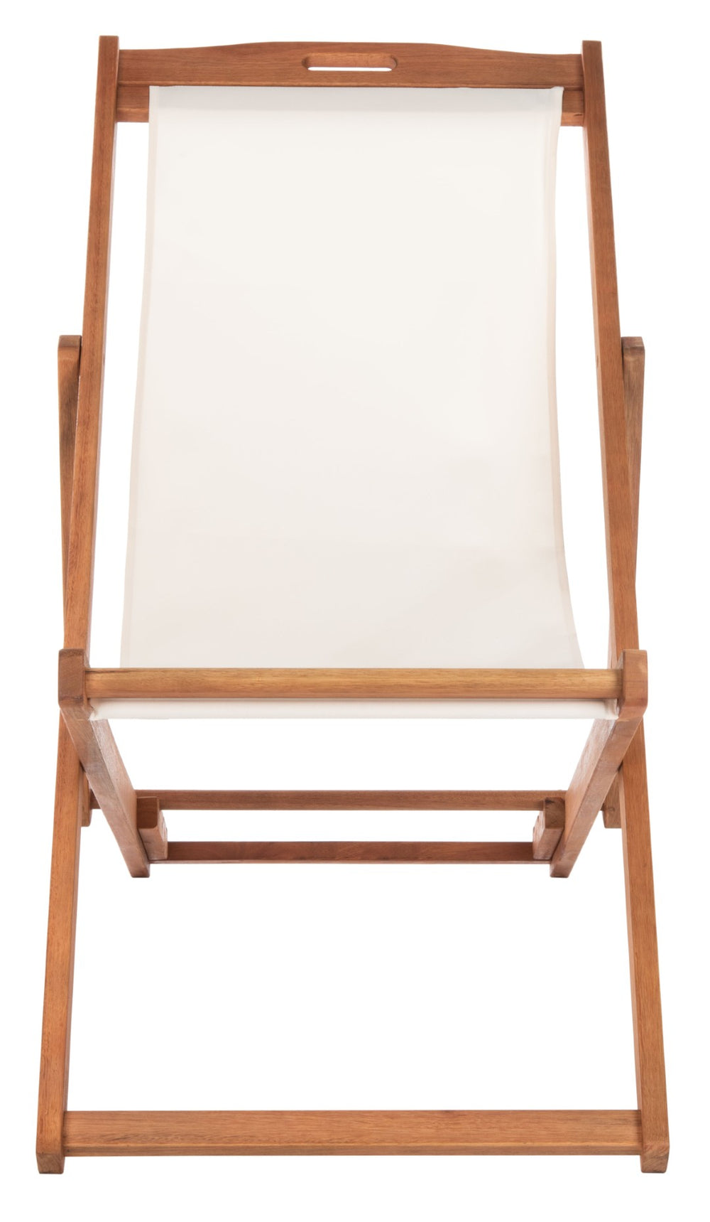 Safavieh LOREN Sling Chair - Modern Eucalyptus Design with Breathable Cushion for Stylish Outdoor Relaxation Natural / Beige PAT7040E-SET2