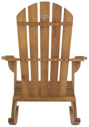 Safavieh BRIZIO Adirondack Rocking Chair – Timeless Outdoor Comfort with Durable Eucalyptus Construction Natural PAT7042A