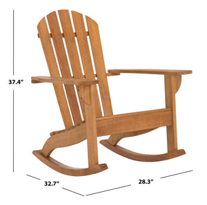 Safavieh BRIZIO Adirondack Rocking Chair – Timeless Outdoor Comfort with Durable Eucalyptus Construction Natural PAT7042A