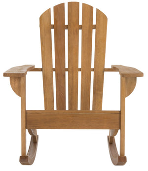 Safavieh BRIZIO Adirondack Rocking Chair – Timeless Outdoor Comfort with Durable Eucalyptus Construction Natural PAT7042A