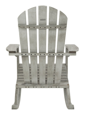Safavieh BRIZIO Adirondack Rocking Chair – Timeless Outdoor Comfort with Durable Eucalyptus Construction Grey PAT7042B