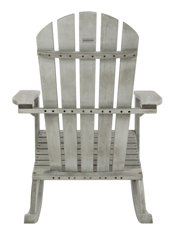 Safavieh BRIZIO Adirondack Rocking Chair – Timeless Outdoor Comfort with Durable Eucalyptus Construction Grey PAT7042B