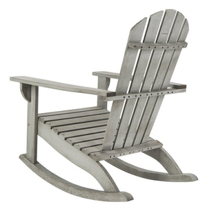 Safavieh BRIZIO Adirondack Rocking Chair – Timeless Outdoor Comfort with Durable Eucalyptus Construction Grey PAT7042B