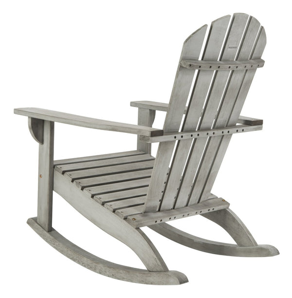 Safavieh BRIZIO Adirondack Rocking Chair – Timeless Outdoor Comfort with Durable Eucalyptus Construction Grey PAT7042B