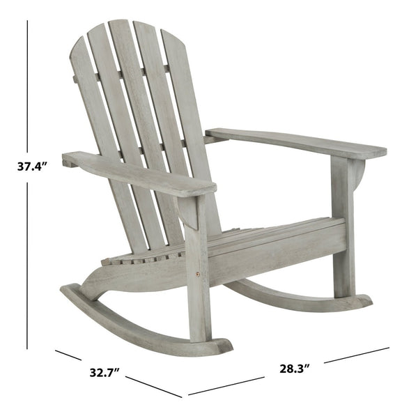 Safavieh BRIZIO Adirondack Rocking Chair – Timeless Outdoor Comfort with Durable Eucalyptus Construction Grey PAT7042B