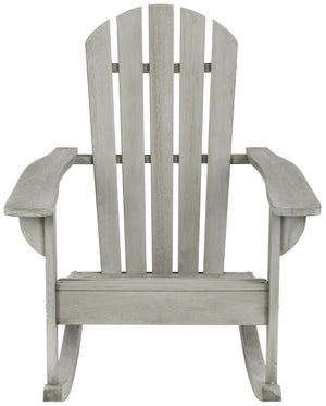 Safavieh BRIZIO Adirondack Rocking Chair – Timeless Outdoor Comfort with Durable Eucalyptus Construction Grey PAT7042B