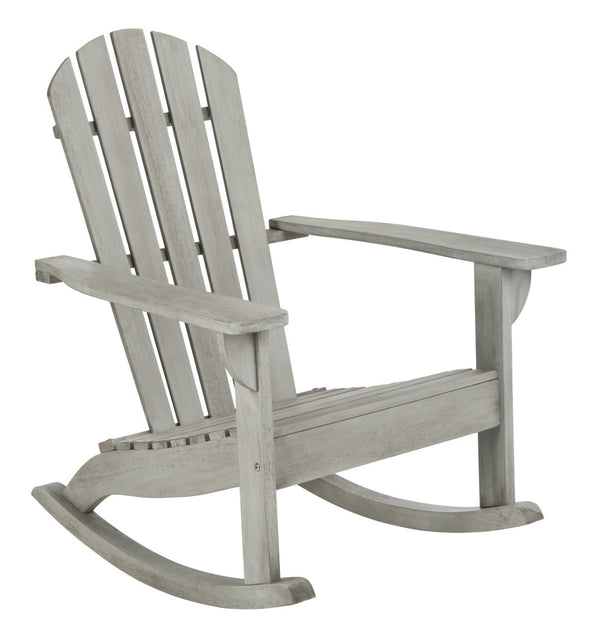 Safavieh BRIZIO Adirondack Rocking Chair – Timeless Outdoor Comfort with Durable Eucalyptus Construction Grey PAT7042B