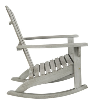 Safavieh BRIZIO Adirondack Rocking Chair – Timeless Outdoor Comfort with Durable Eucalyptus Construction Grey PAT7042B