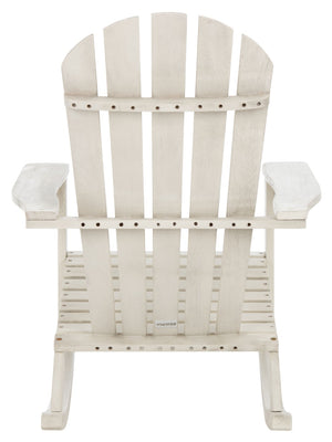 Safavieh BRIZIO Adirondack Rocking Chair – Timeless Outdoor Comfort with Durable Eucalyptus Construction White PAT7042C