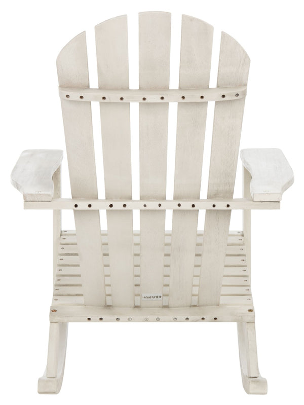 Safavieh BRIZIO Adirondack Rocking Chair – Timeless Outdoor Comfort with Durable Eucalyptus Construction White PAT7042C