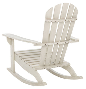 Safavieh BRIZIO Adirondack Rocking Chair – Timeless Outdoor Comfort with Durable Eucalyptus Construction White PAT7042C