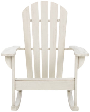 Safavieh BRIZIO Adirondack Rocking Chair – Timeless Outdoor Comfort with Durable Eucalyptus Construction White PAT7042C