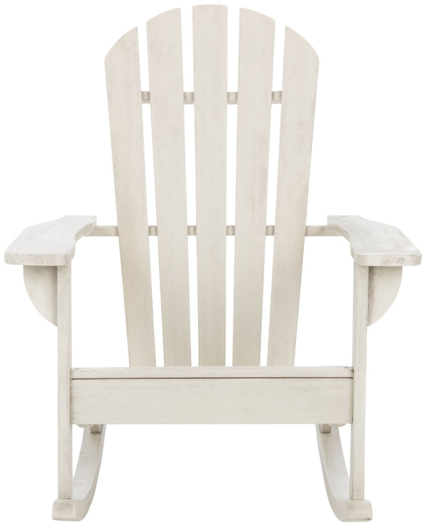 Safavieh BRIZIO Adirondack Rocking Chair – Timeless Outdoor Comfort with Durable Eucalyptus Construction White PAT7042C