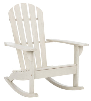 Safavieh BRIZIO Adirondack Rocking Chair – Timeless Outdoor Comfort with Durable Eucalyptus Construction White PAT7042C