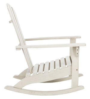 Safavieh BRIZIO Adirondack Rocking Chair – Timeless Outdoor Comfort with Durable Eucalyptus Construction White PAT7042C