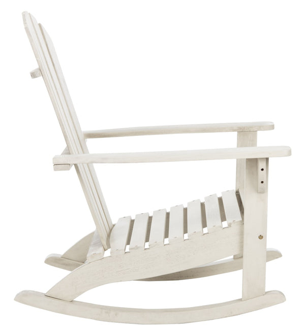 Safavieh BRIZIO Adirondack Rocking Chair – Timeless Outdoor Comfort with Durable Eucalyptus Construction White PAT7042C