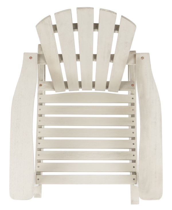 Safavieh BRIZIO Adirondack Rocking Chair – Timeless Outdoor Comfort with Durable Eucalyptus Construction White PAT7042C