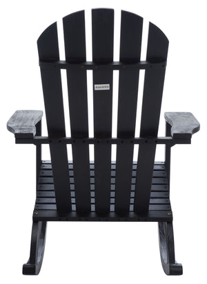 Safavieh Brizio Adirondack Rocking Chair - Classic Eucalyptus Wood Design For Ultimate Outdoor Relaxation Black Wood Pat7042d