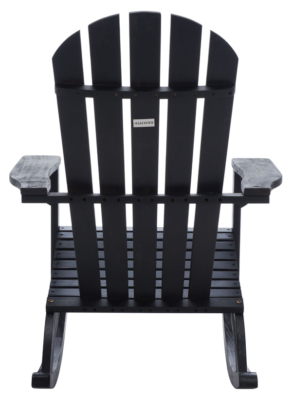 Safavieh Brizio Adirondack Rocking Chair - Classic Eucalyptus Wood Design For Ultimate Outdoor Relaxation Black Wood Pat7042d