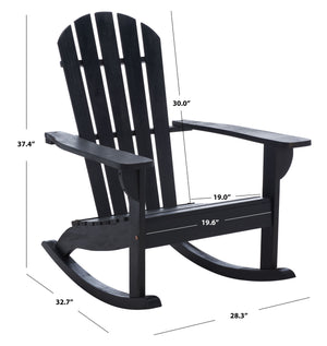 Safavieh Brizio Adirondack Rocking Chair - Classic Eucalyptus Wood Design For Ultimate Outdoor Relaxation Black Wood Pat7042d