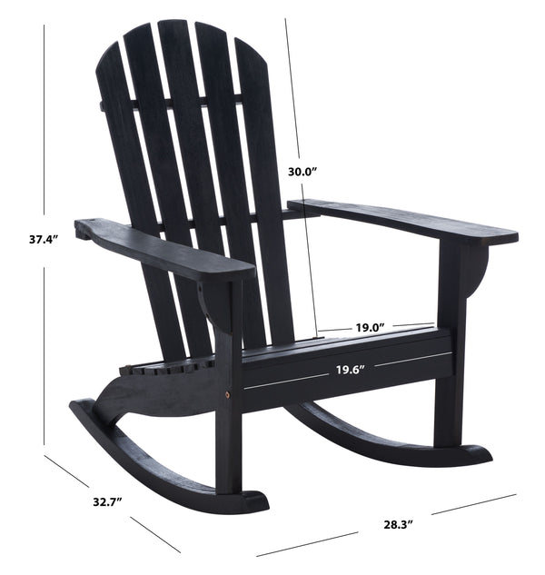 Safavieh Brizio Adirondack Rocking Chair - Classic Eucalyptus Wood Design For Ultimate Outdoor Relaxation Black Wood Pat7042d