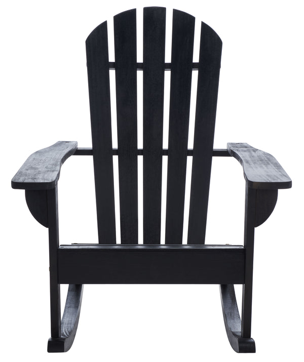 Safavieh Brizio Adirondack Rocking Chair - Classic Eucalyptus Wood Design For Ultimate Outdoor Relaxation Black Wood Pat7042d