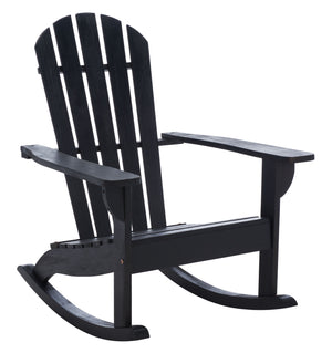 Safavieh Brizio Adirondack Rocking Chair - Classic Eucalyptus Wood Design For Ultimate Outdoor Relaxation Black Wood Pat7042d