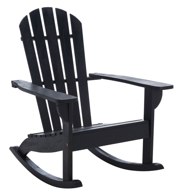 Safavieh Brizio Adirondack Rocking Chair - Classic Eucalyptus Wood Design For Ultimate Outdoor Relaxation Black Wood Pat7042d