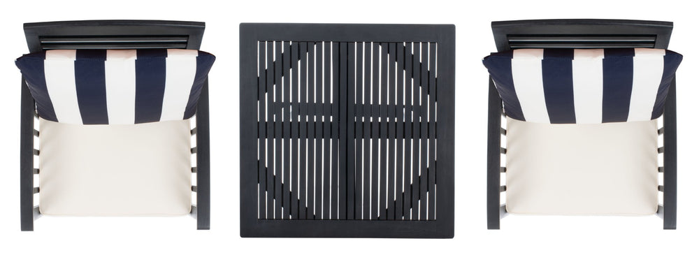 Safavieh PATE 3-Piece Bar Height Bistro Set for Stylish Outdoor Entertaining - Chic and Comfortable Design Black / Bge + Thk Stp P PAT7043G