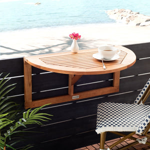 Safavieh OWENS Balcony Hanging Half Table – Stylish Space-Saving Surface for Drinks and Decor Outdoors Natural PAT7045A