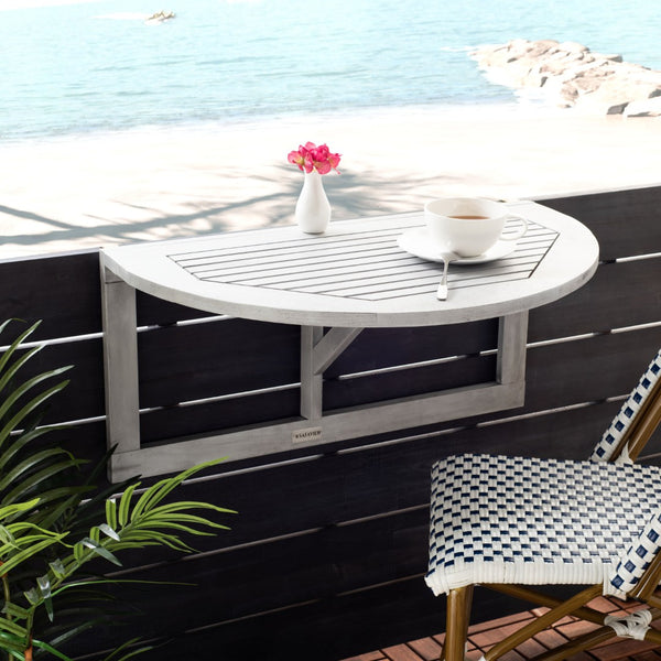 Safavieh OWENS Balcony Hanging Half Table – Stylish Space-Saving Surface for Drinks and Decor Outdoors Grey PAT7045B