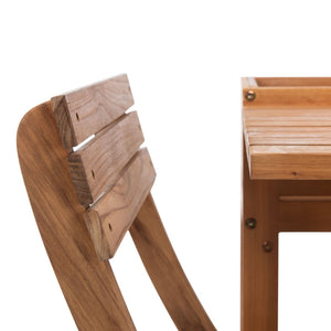 Safavieh WALTEN Flower Shelf Bistro Set – 3-Piece Outdoor Furniture with Teak & Eucalyptus for Cozy Spaces PAT7046A