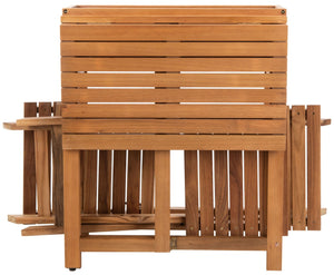 Safavieh WALTEN Flower Shelf Bistro Set – 3-Piece Outdoor Furniture with Teak & Eucalyptus for Cozy Spaces PAT7046A