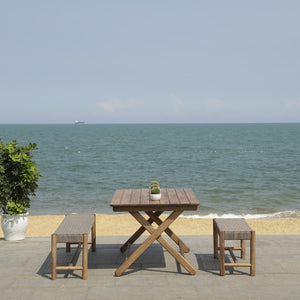 Safavieh Jardin 3pc Dining Set Grey Wash,Natural,Beige Wood,Rope Pat7052a