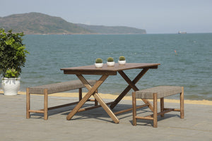 Safavieh Jardin 3pc Dining Set Grey Wash,Natural,Beige Wood,Rope Pat7052a