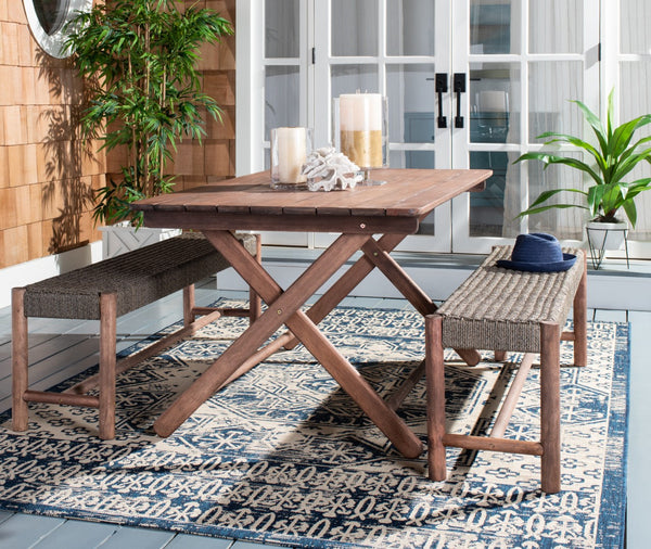 Safavieh Jardin 3pc Dining Set Grey Wash,Natural,Beige Wood,Rope Pat7052a