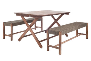 Safavieh Jardin 3pc Dining Set Grey Wash,Natural,Beige Wood,Rope Pat7052a