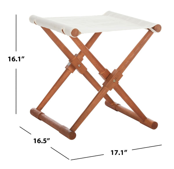 Safavieh BREANNE Outdoor Stool with Stylish Navy Upholstery - Perfect for Patios, Decks, and Lounging Areas Natural / Beige PAT7053A-SET2