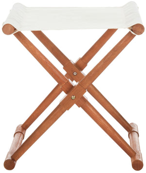 Safavieh BREANNE Outdoor Stool with Stylish Navy Upholstery - Perfect for Patios, Decks, and Lounging Areas Natural / Beige PAT7053A-SET2