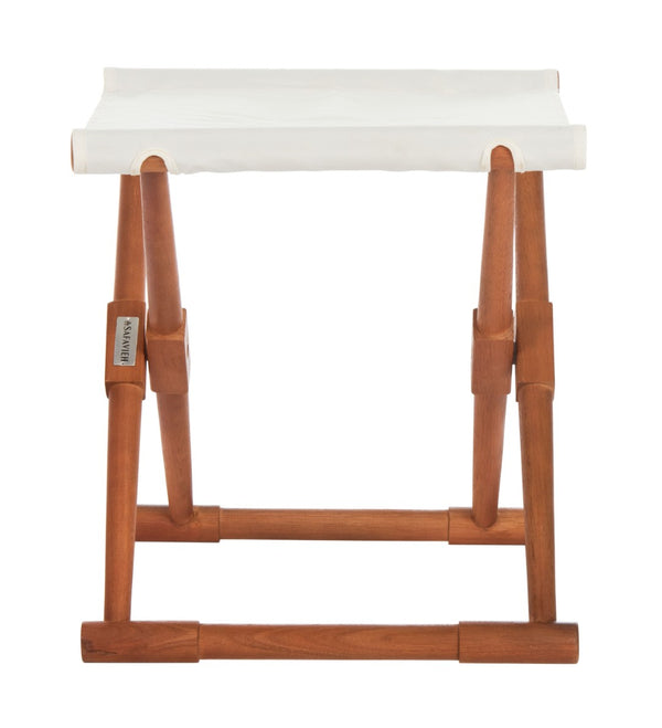 Safavieh BREANNE Outdoor Stool with Stylish Navy Upholstery - Perfect for Patios, Decks, and Lounging Areas Natural / Beige PAT7053A-SET2